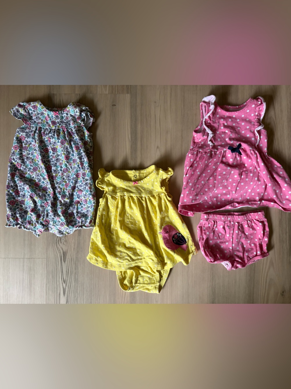 Carter's Floral, Yellow & Pink Baby One-Piece Set - 3 Pack